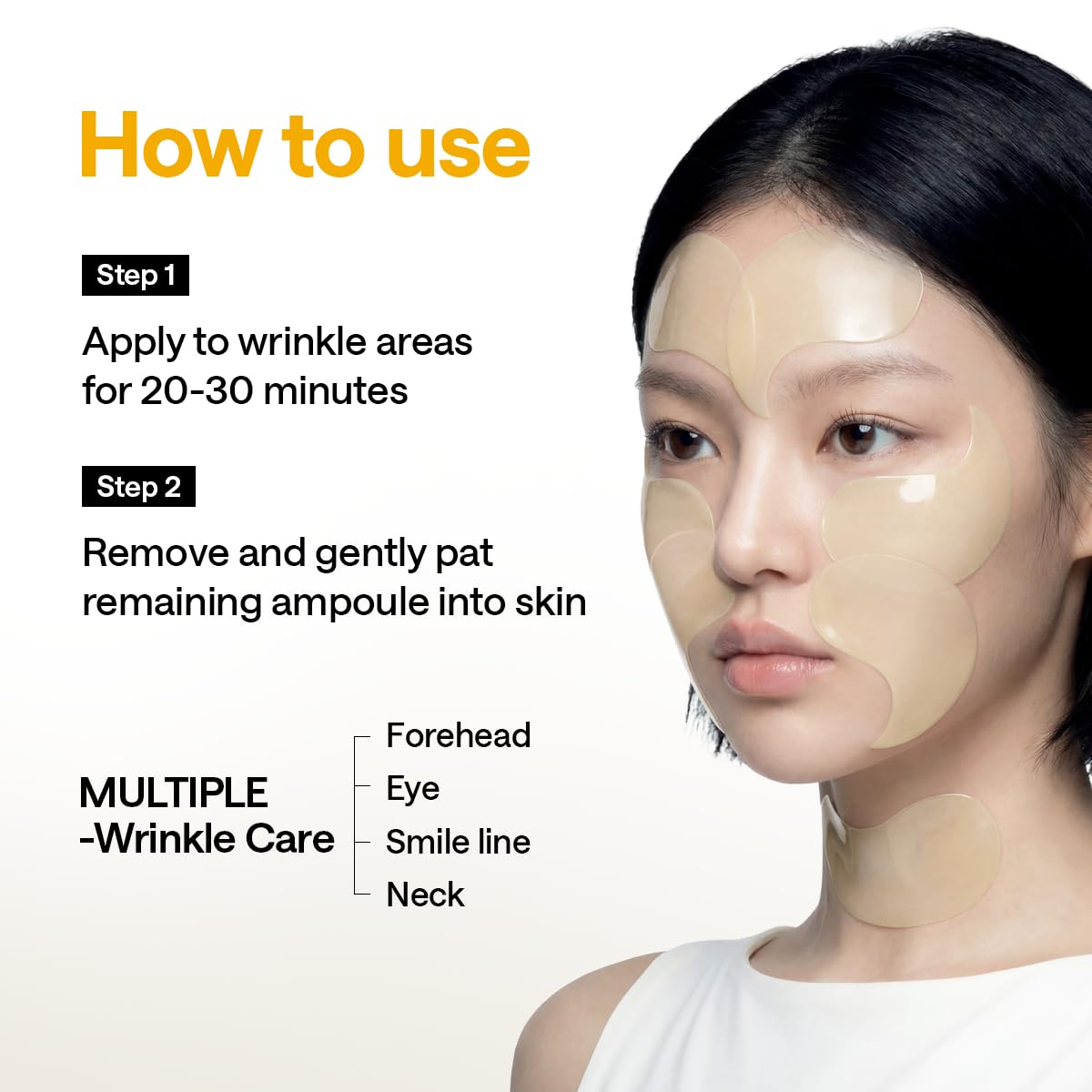 MEDIHEAL applying patch under eye demonstrating quick treatment