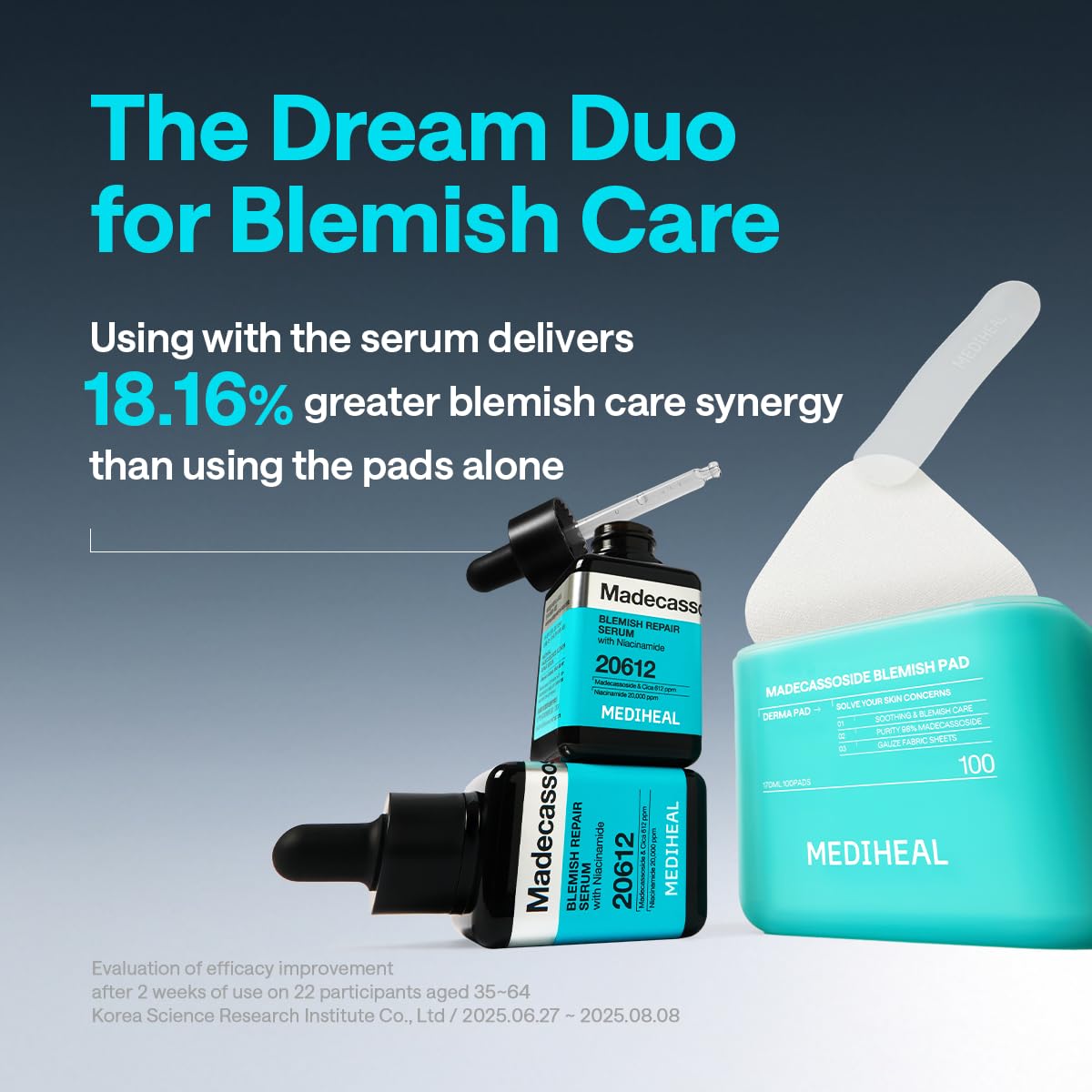 MEDIHEAL product on bathroom shelf in a routine setting showing everyday convenience benefit