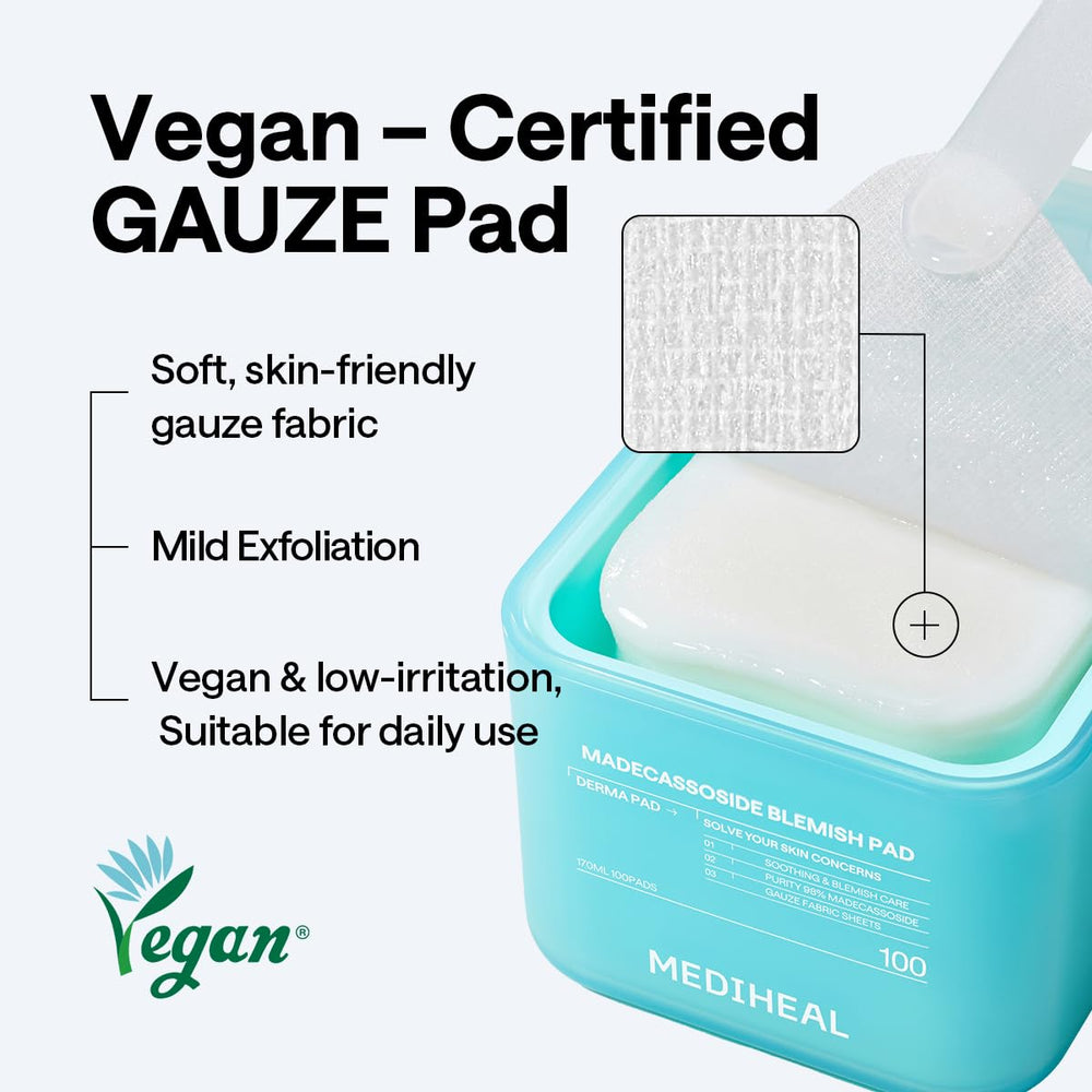 MEDIHEAL open package revealing stacked pads for organized storage and easy use benefit