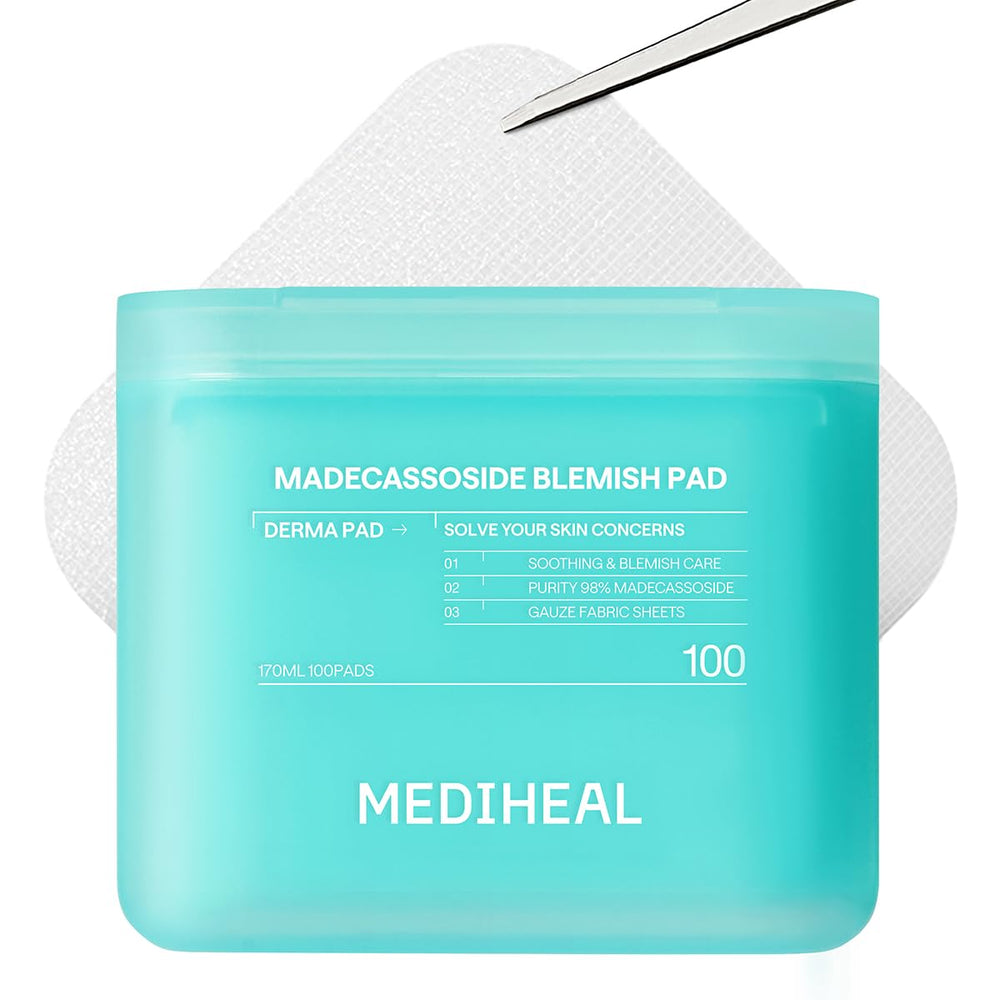 MEDIHEAL front view of toner pad tub showing convenient packaging and quick access benefit