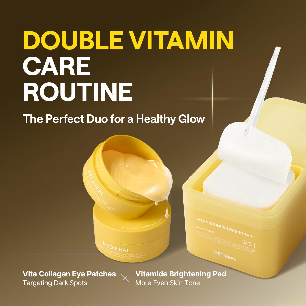 MEDIHEAL boxes on bathroom shelf suggesting routine-friendly use