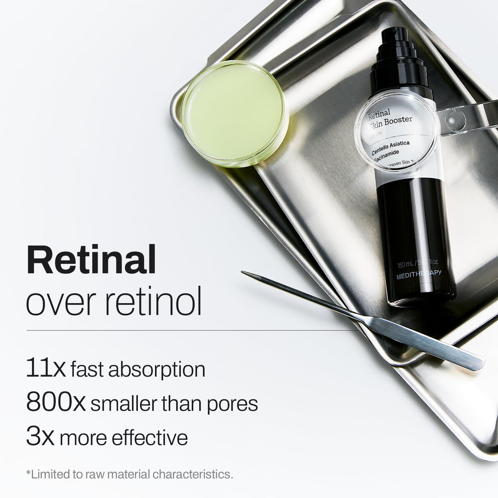 MEDITHERAPY ingredient label closeup highlighting retinal, niacinamide, and cica blend