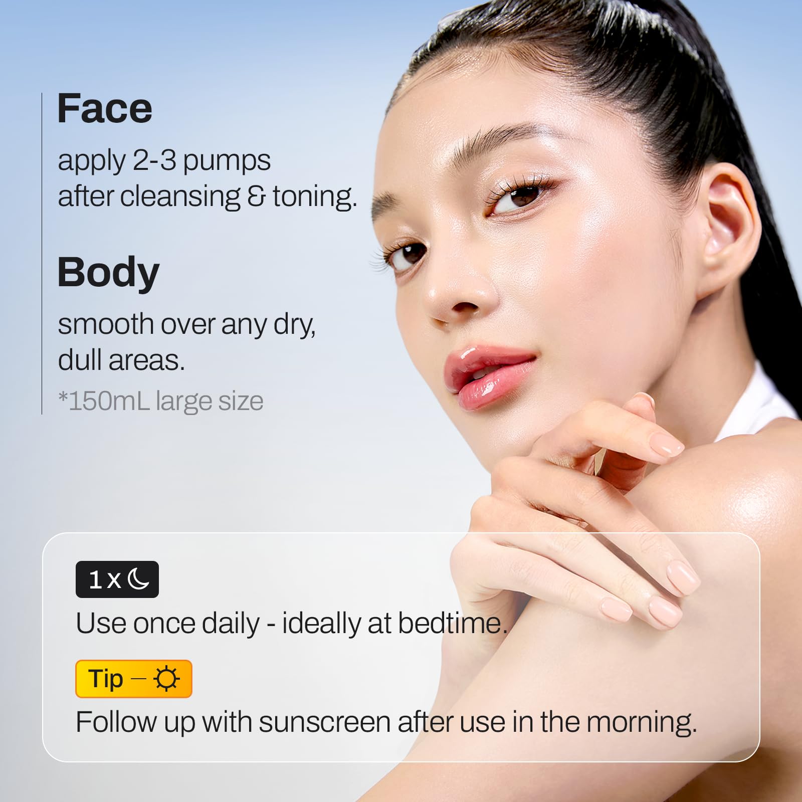 MEDITHERAPY spreading serum across neck and décolletage for full-area brightening