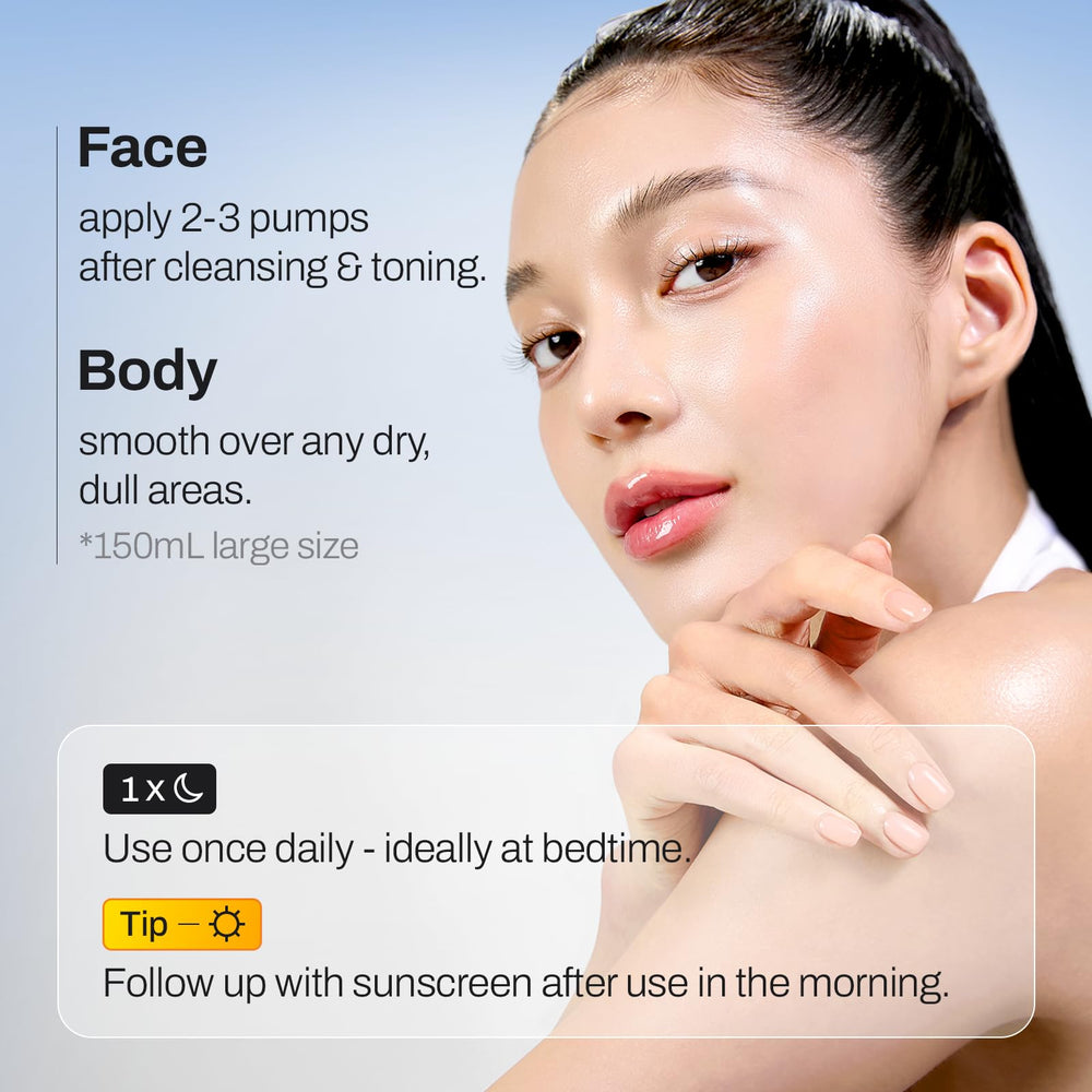 MEDITHERAPY spreading serum across neck and décolletage for full-area brightening