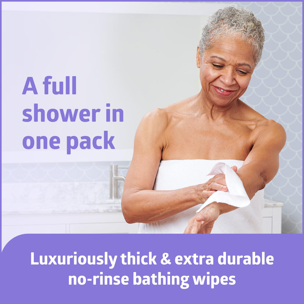 Medline ReadyBath LUXE close-up of wipe texture, thick cloth for gentle cleansing