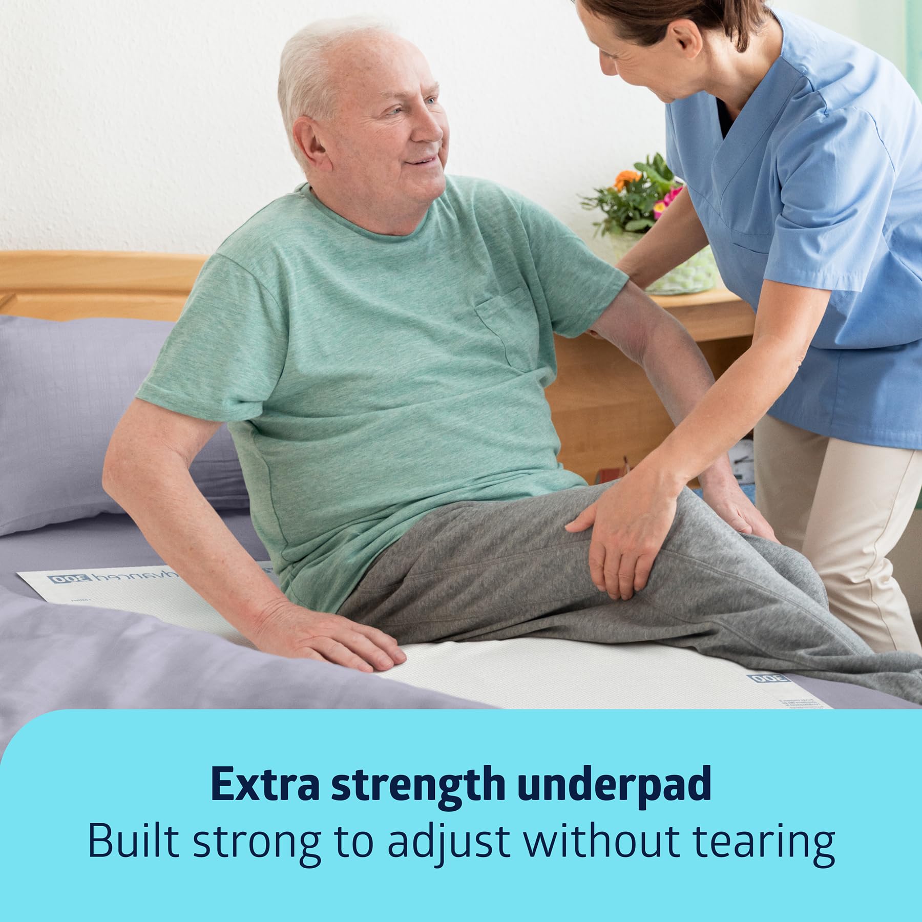 Medline durable backsheet detail highlighting tear-resistance benefit