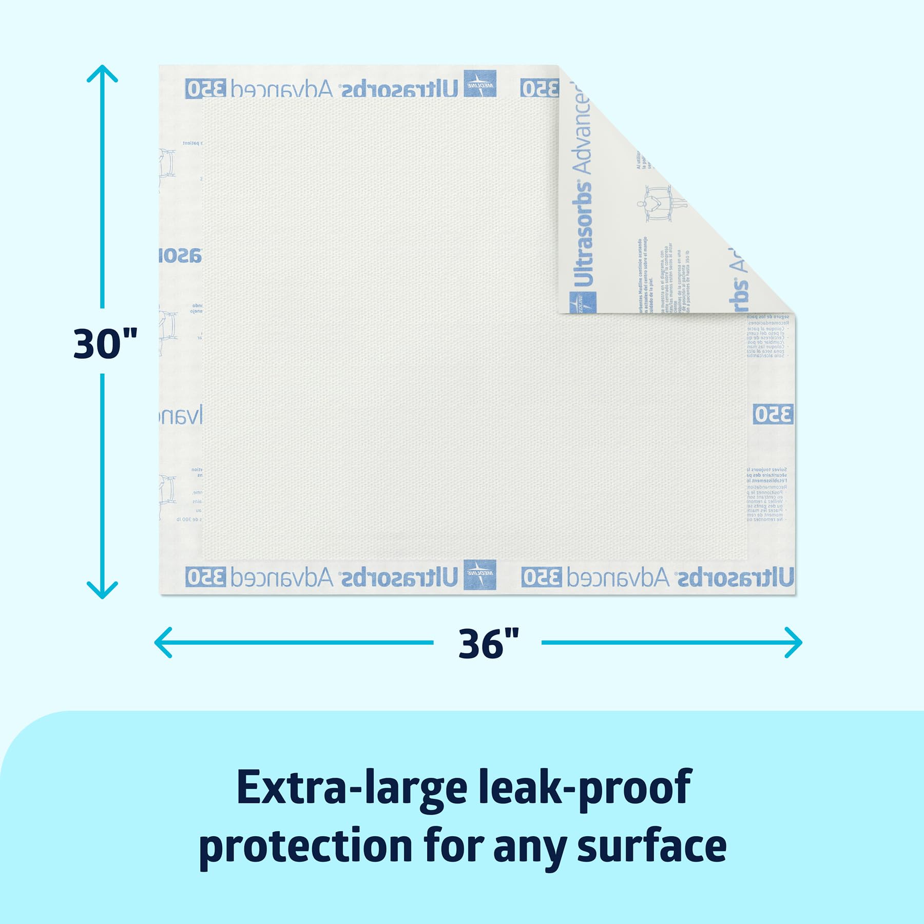 Medline close-up of quilted polymer core showing superior absorbency