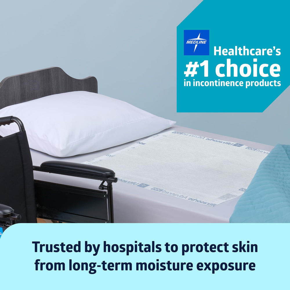 Medline pad covering wheelchair seat providing discreet leak protection