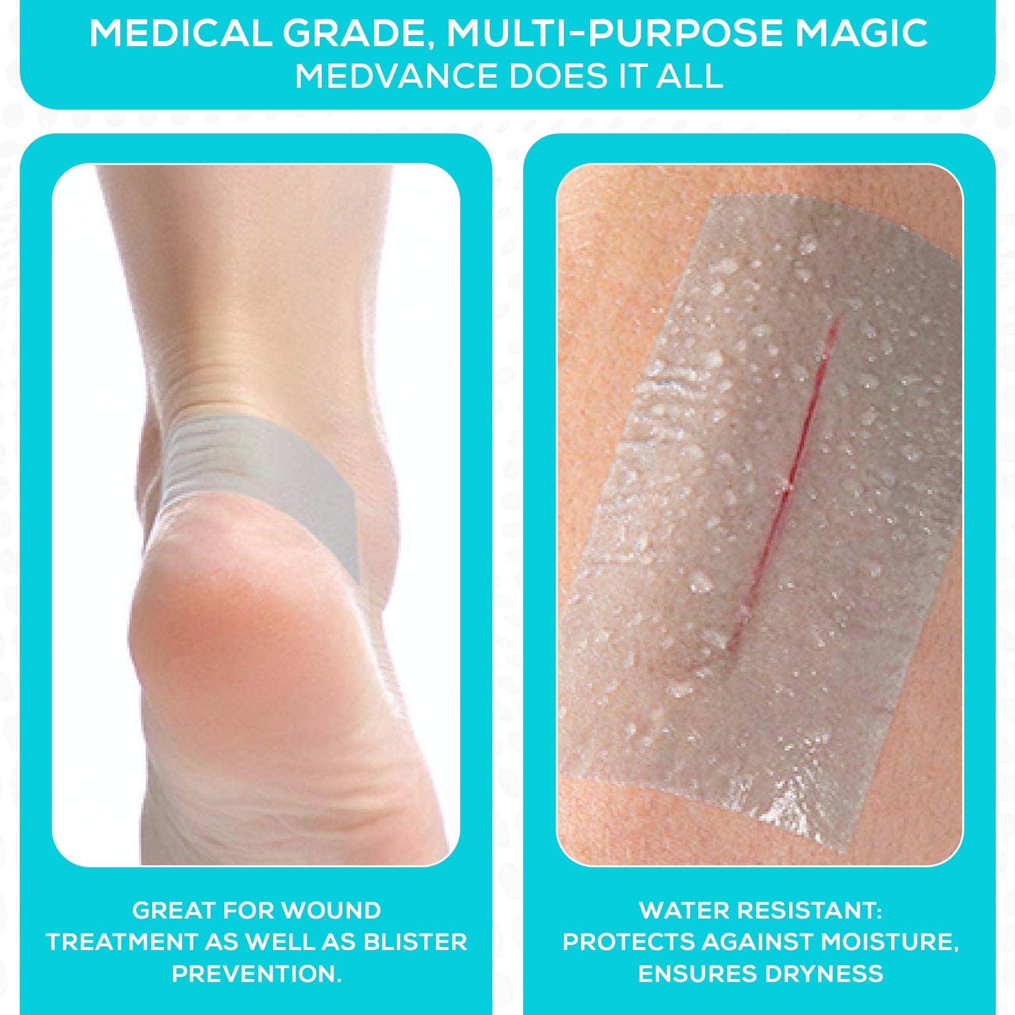 MedVance tape on arm in shower showing waterproof protection during daily routines