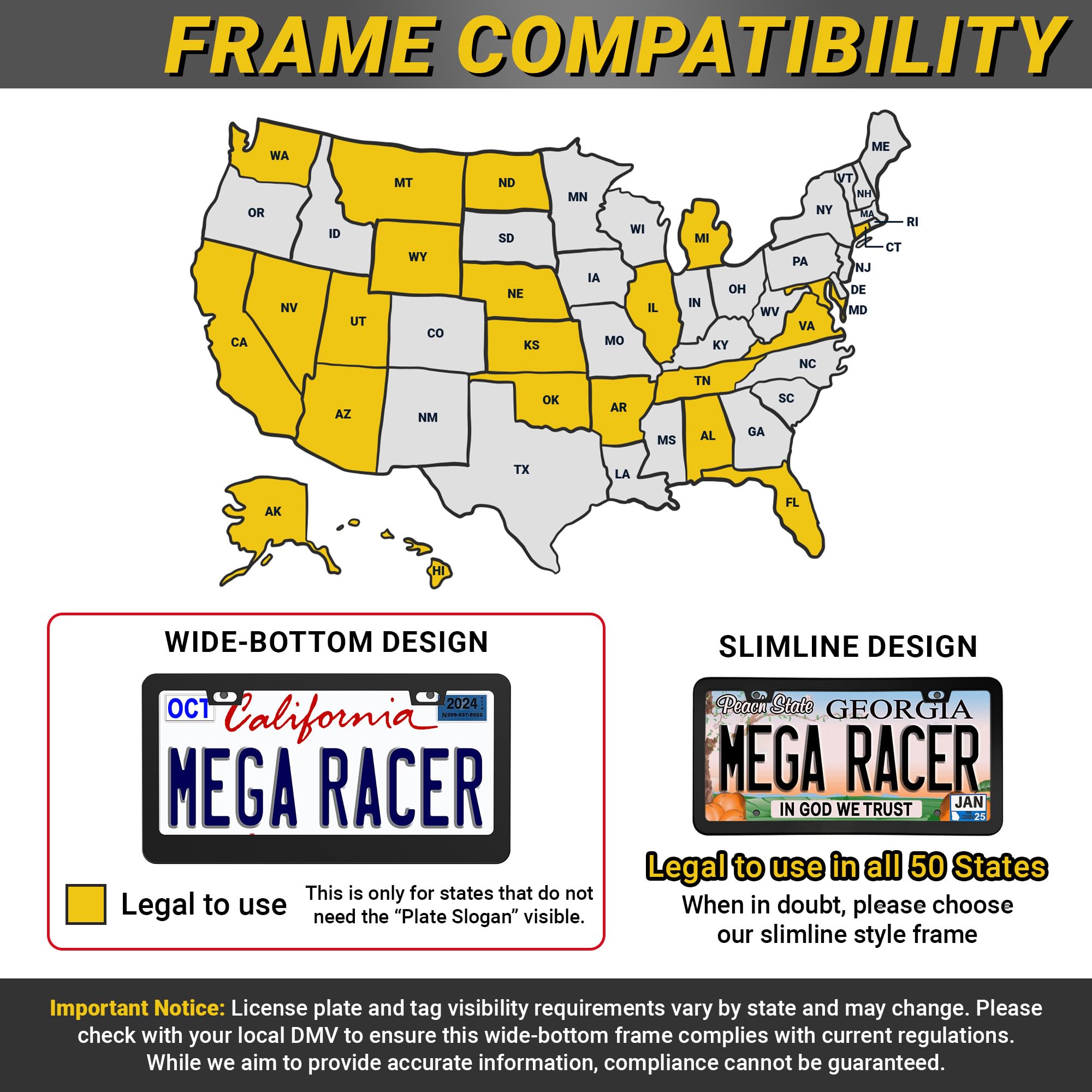 Mega Racer frame beside ruler showing measurements for proper fit
