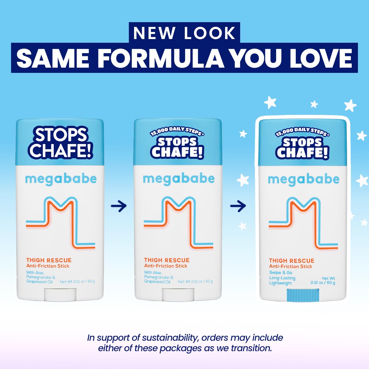 Megababe stick used with activewear to reduce chafe during exercise