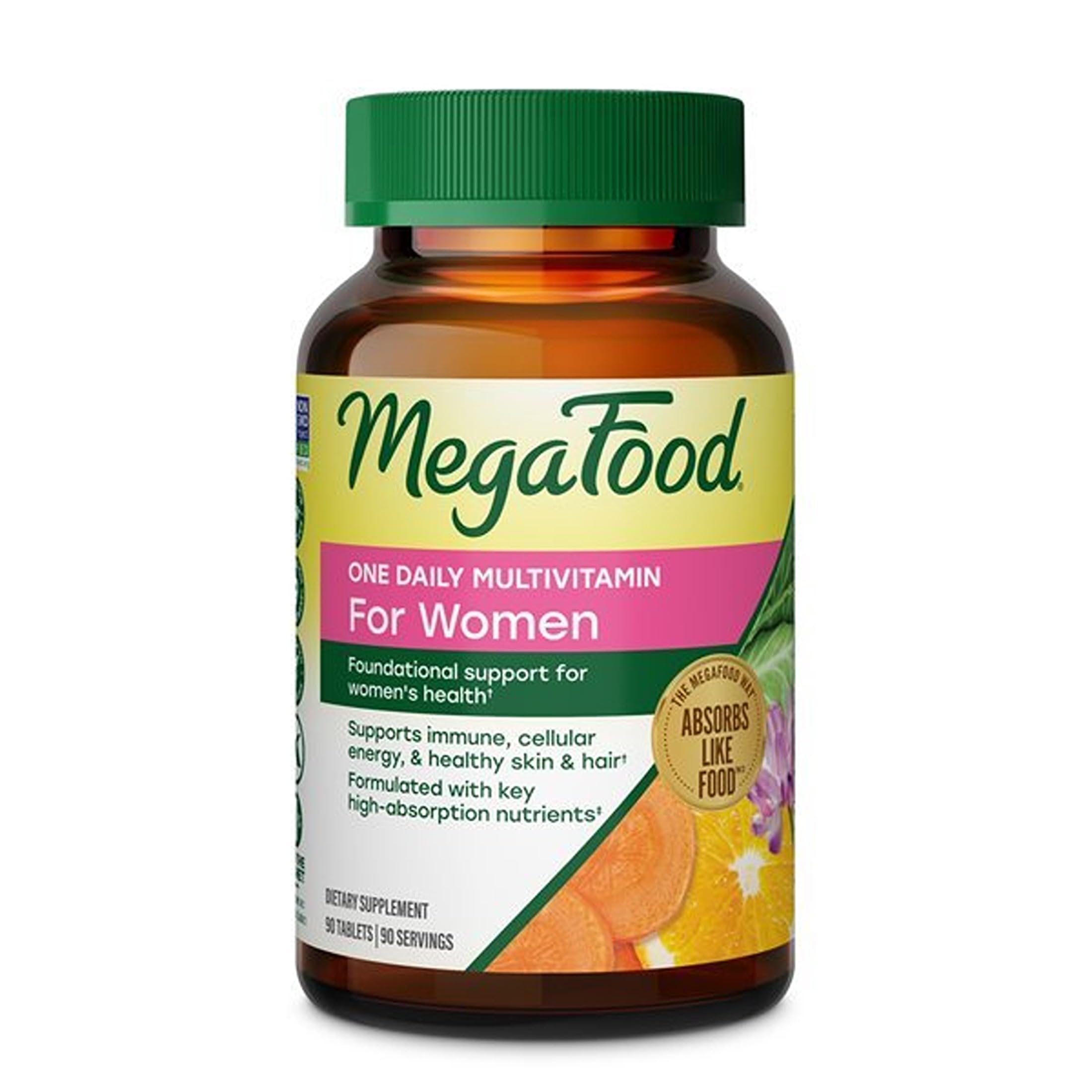 MegaFood bottle front view showing One Daily formula benefits