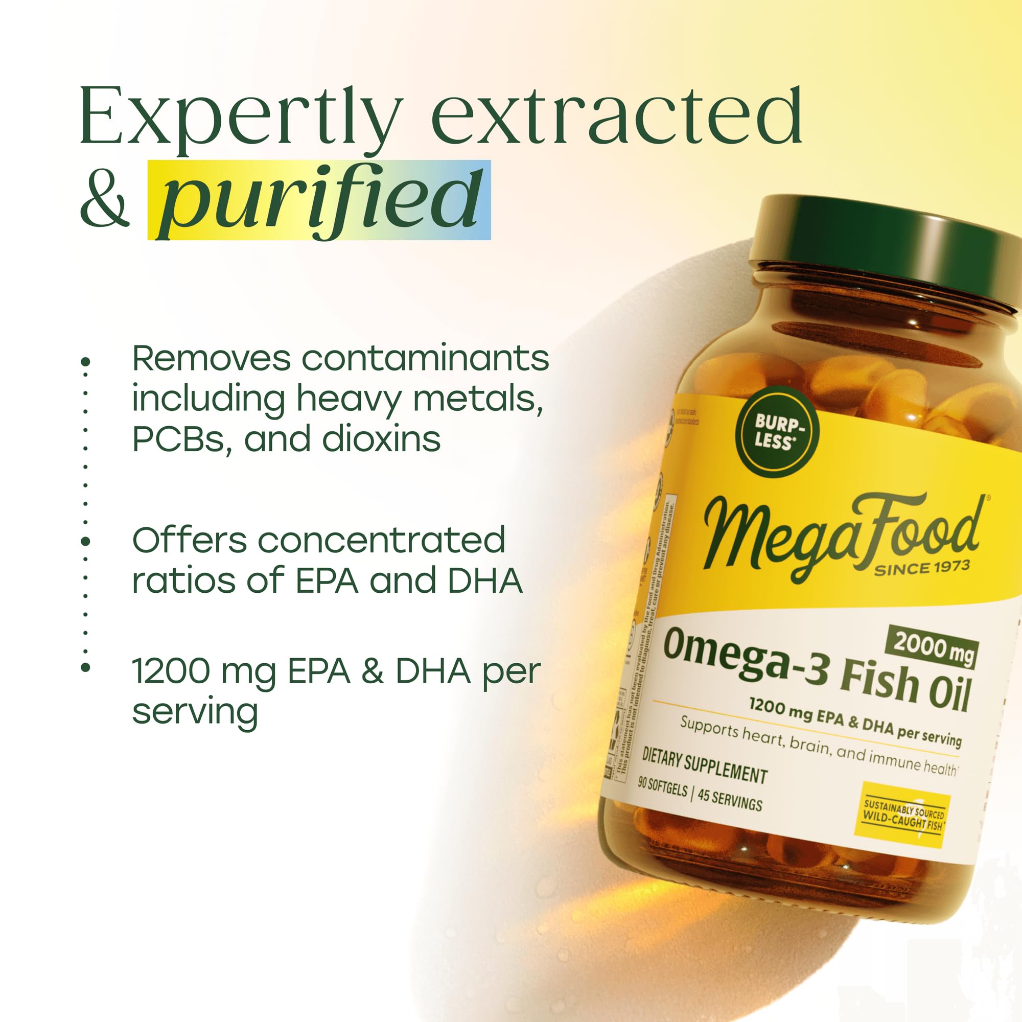 MegaFood bottle open with cap showing clear label and lemon-infused claim