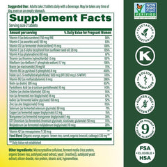 MegaFood open bottle with tablets on spoon for daily dosage clarity
