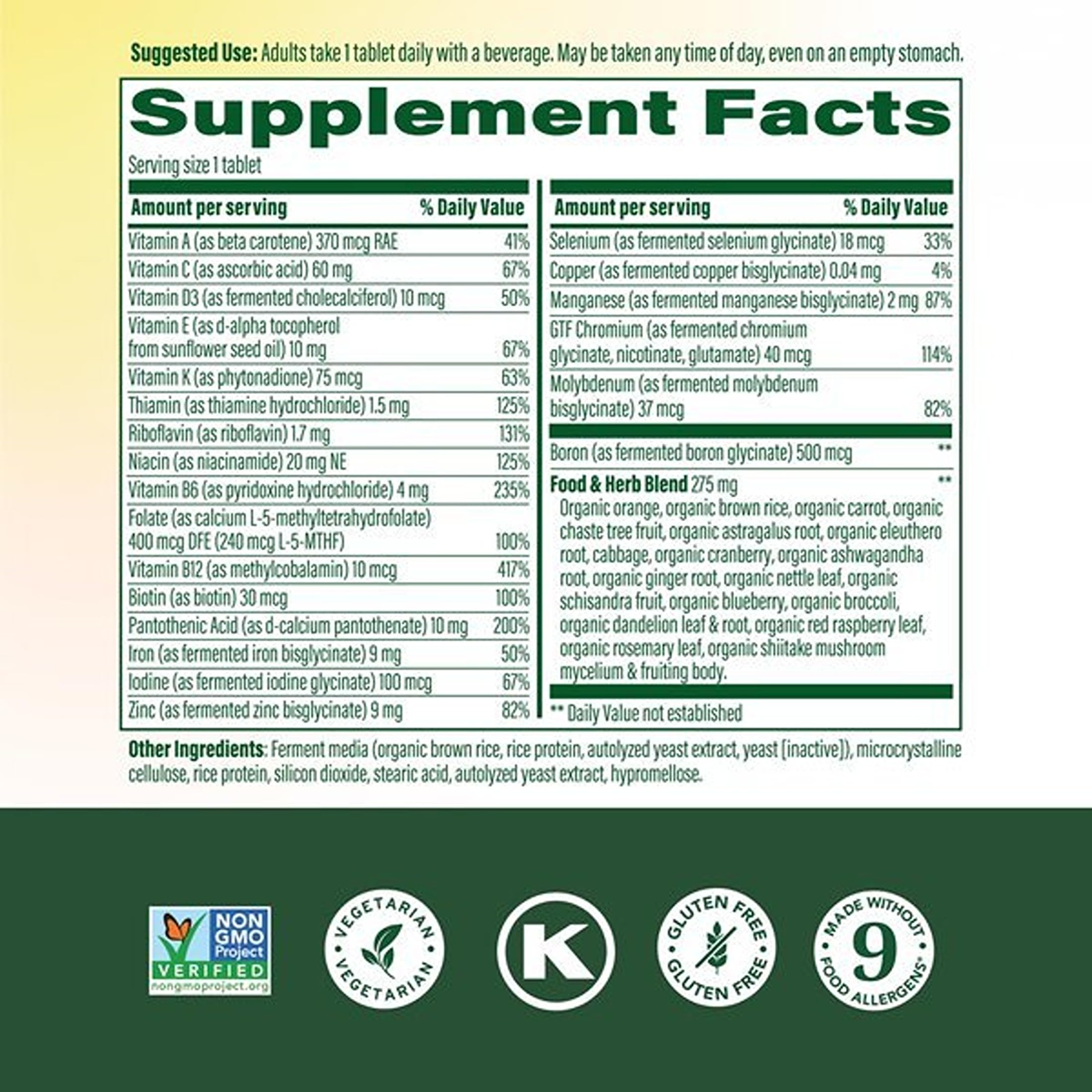 MegaFood tablets in hand illustrating single-tablet daily dosage convenience