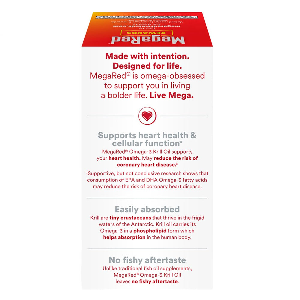 MegaRed softgels in hand demonstrating easy once-daily serving