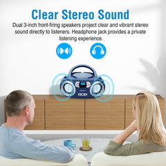 MEGATEK close-up of front-firing speaker delivering crisp stereo sound