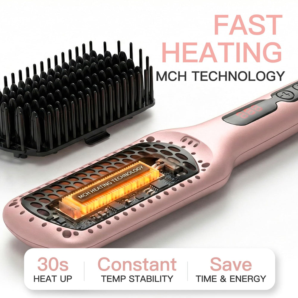 MEGAWISE brush in use on long hair for fast smoothing and reduced styling time