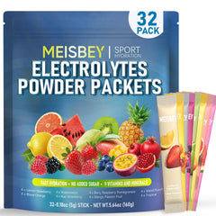 Meisbey front packaging showing 32 sticks and flavor icons for easy selection