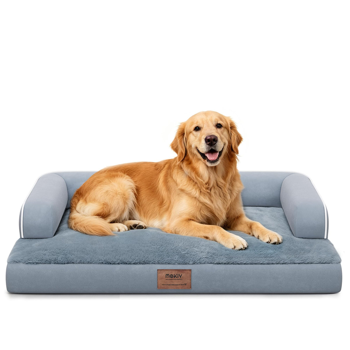 MEKIY front view of orthopedic bed showing bolster and sleeping area benefit: comfortable support