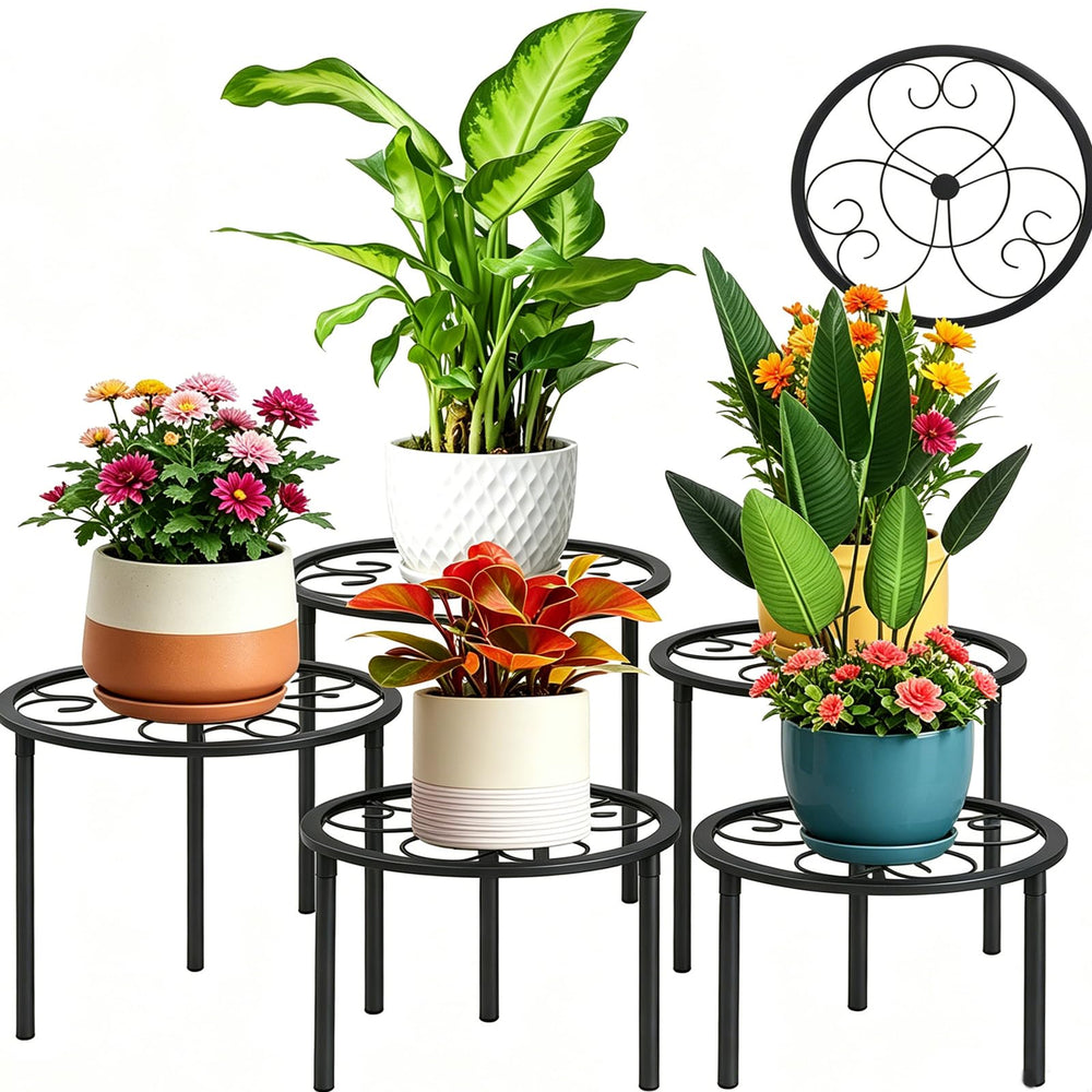 mekpiwu front pack display showing five metal plant stands and modern style benefit