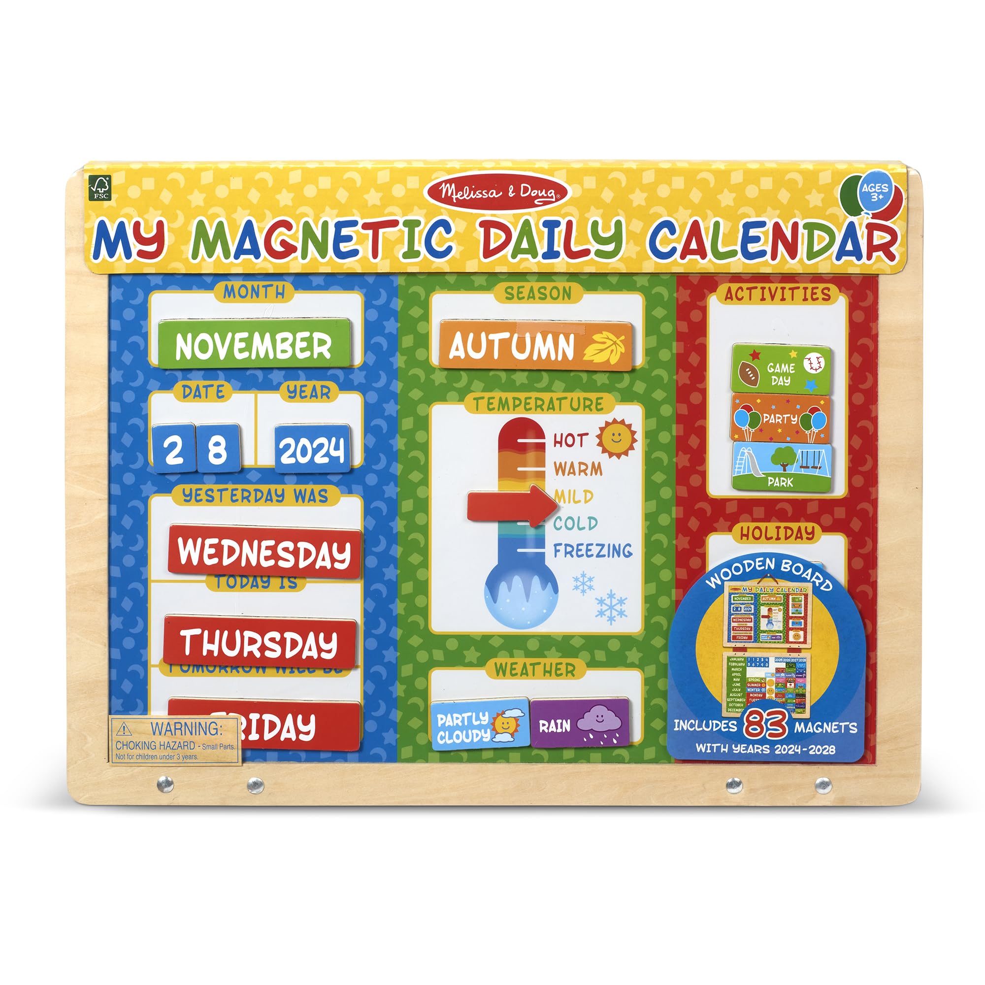 Melissa & Doug calendar mounted in classroom encouraging group engagement