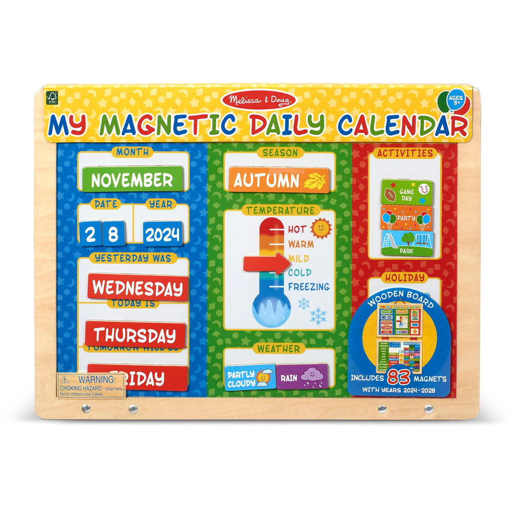 Melissa & Doug calendar mounted in classroom encouraging group engagement
