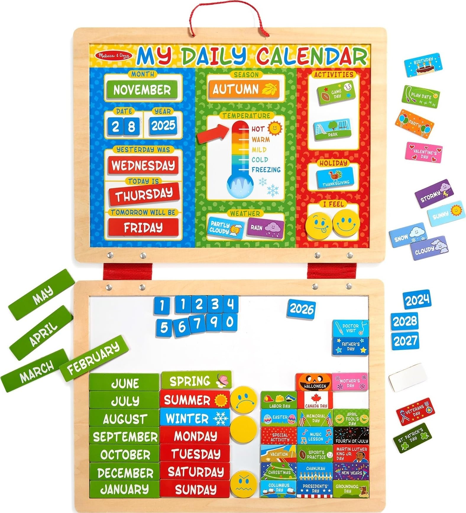 Melissa & Doug calendar front display showing date and weather for easy learning