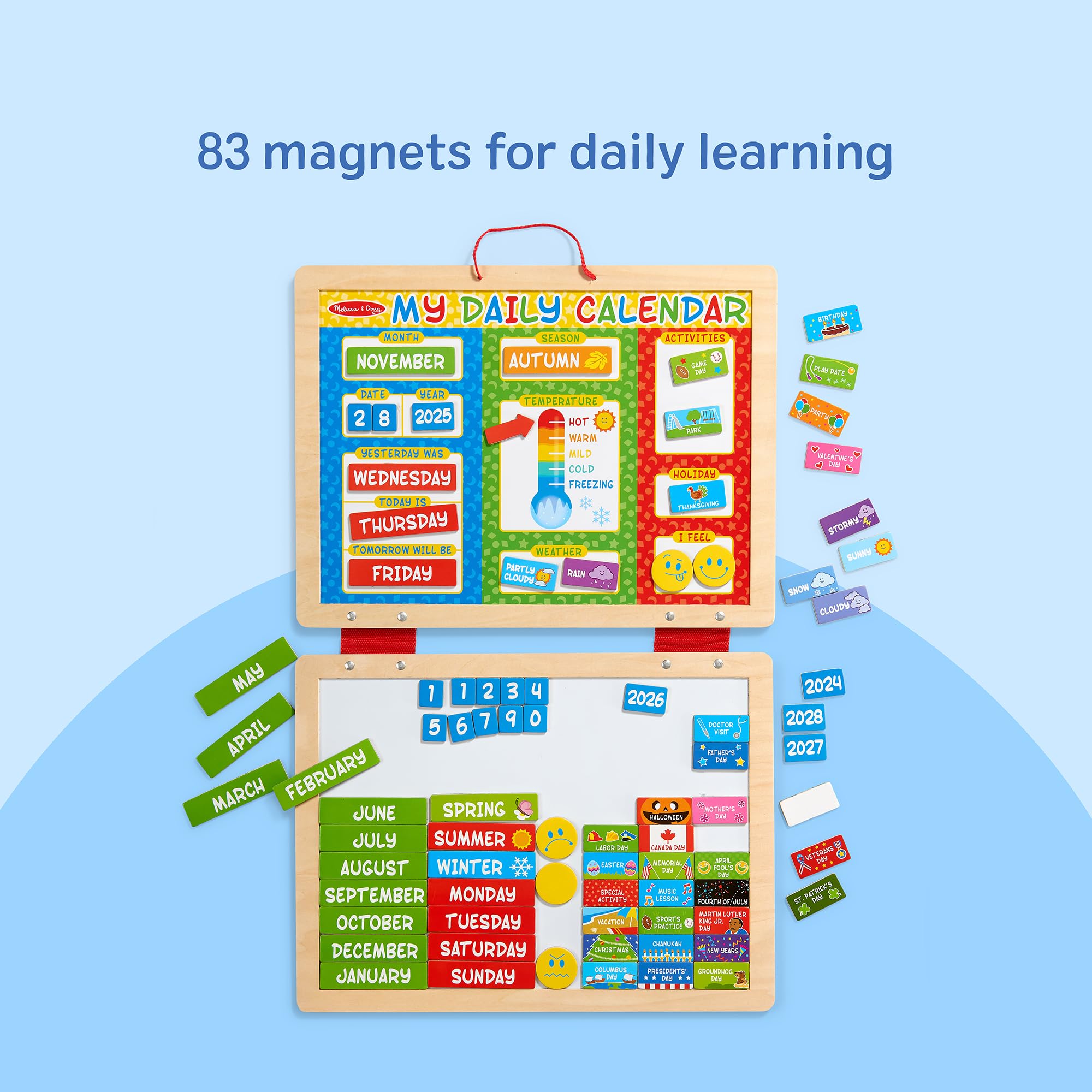 Melissa & Doug child placing a magnet fostering independence and motor skills