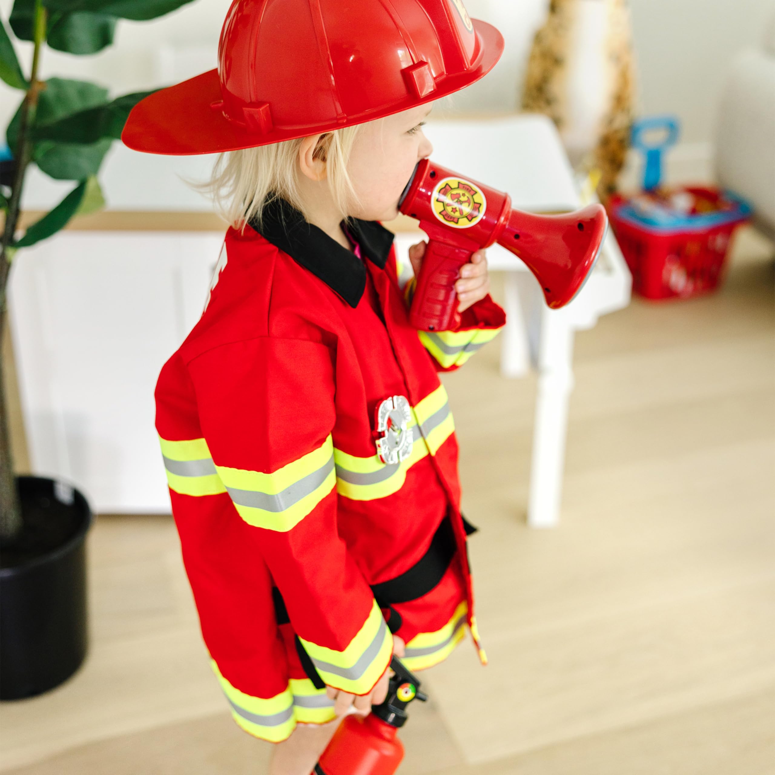 Melissa & Doug children wearing costume, encouraging cooperative rescue games