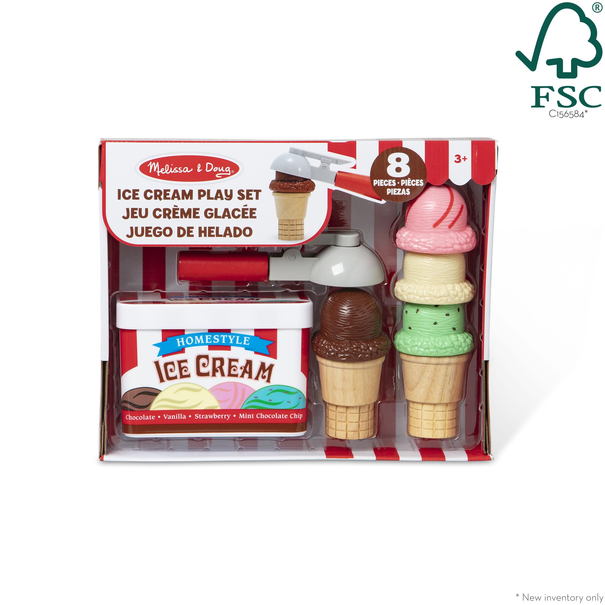 Melissa & Doug four colorful scoops and two cones ready to stack