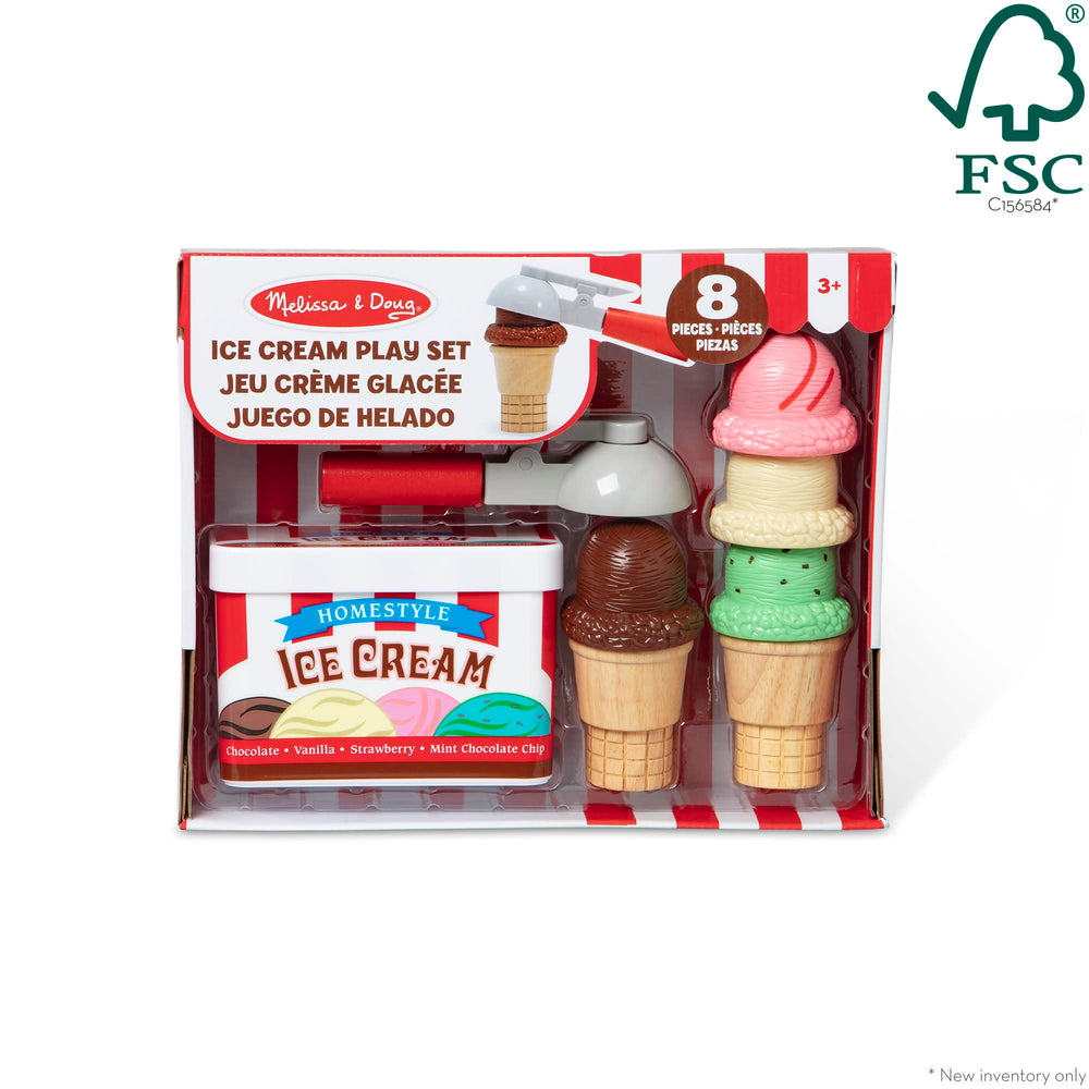 Melissa & Doug four colorful scoops and two cones ready to stack