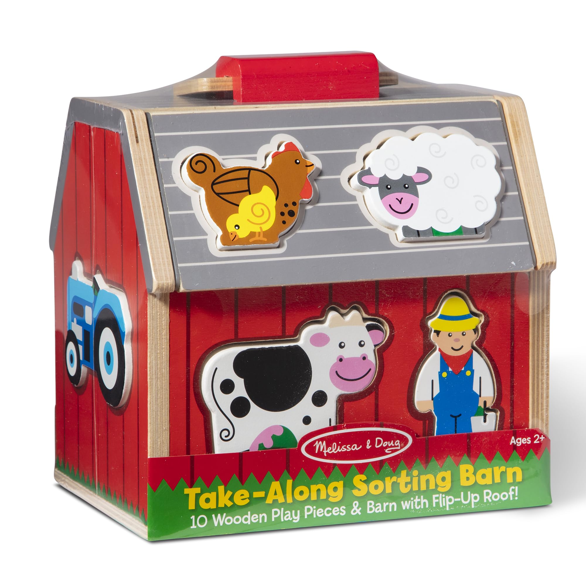 Melissa & Doug barn in a playroom with child playing, shows durable everyday use