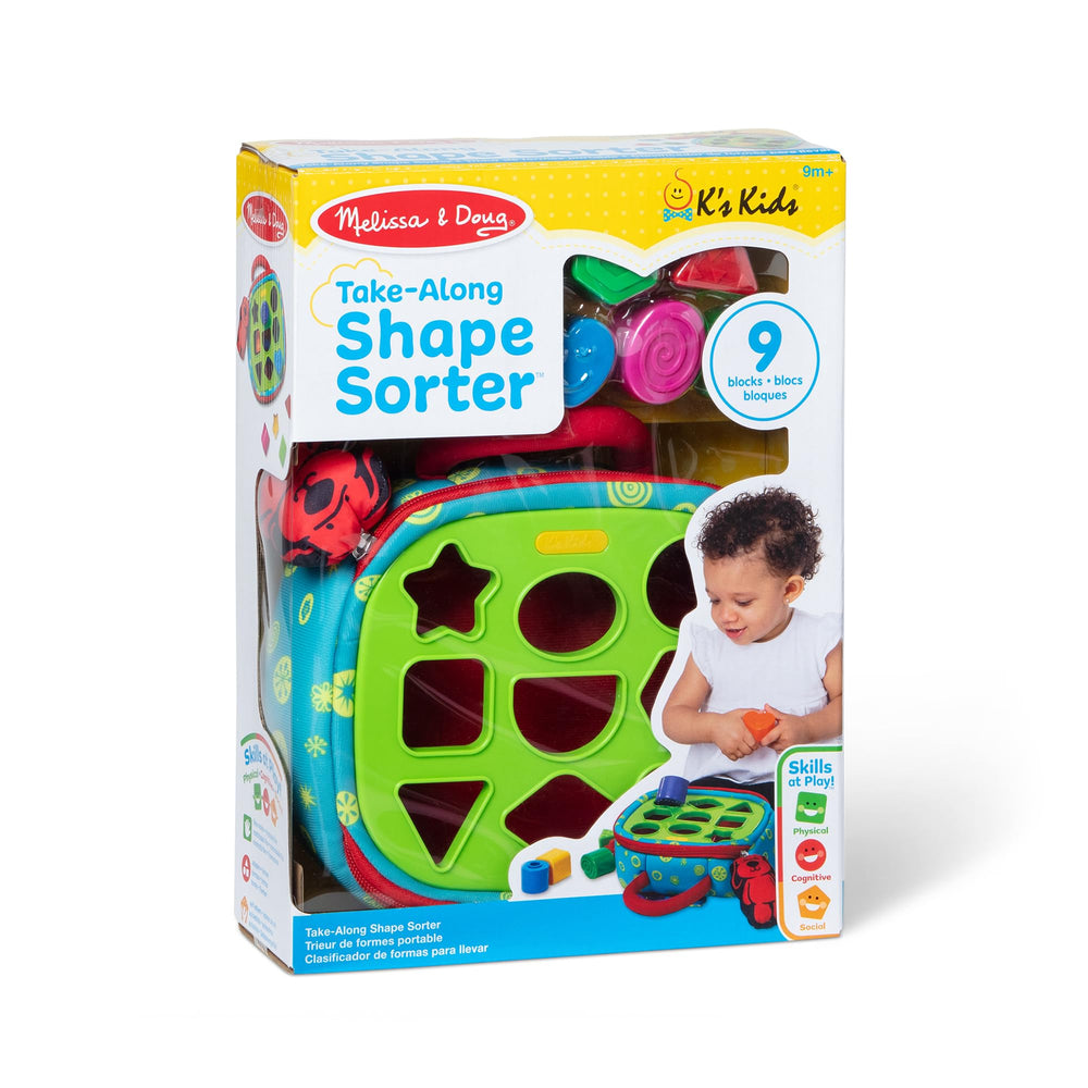 Melissa & Doug lifestyle shot of toddler playing in car seat to show quiet road trip entertainment