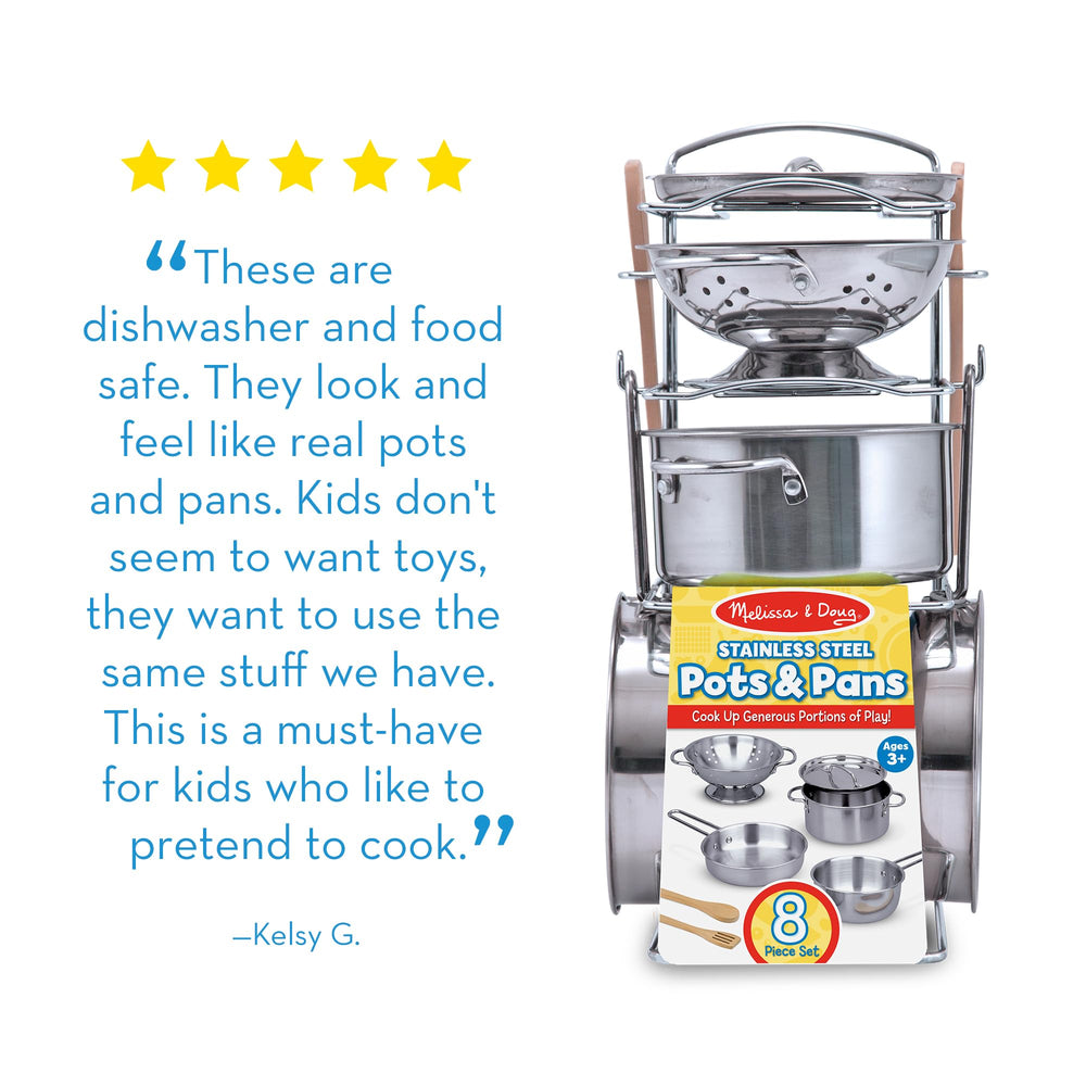 Polished Melissa & Doug cookware surface reflecting light for realism