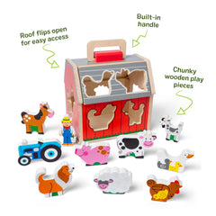 Melissa & Doug flip-up roof open revealing interior storage, simplifies cleanup and access