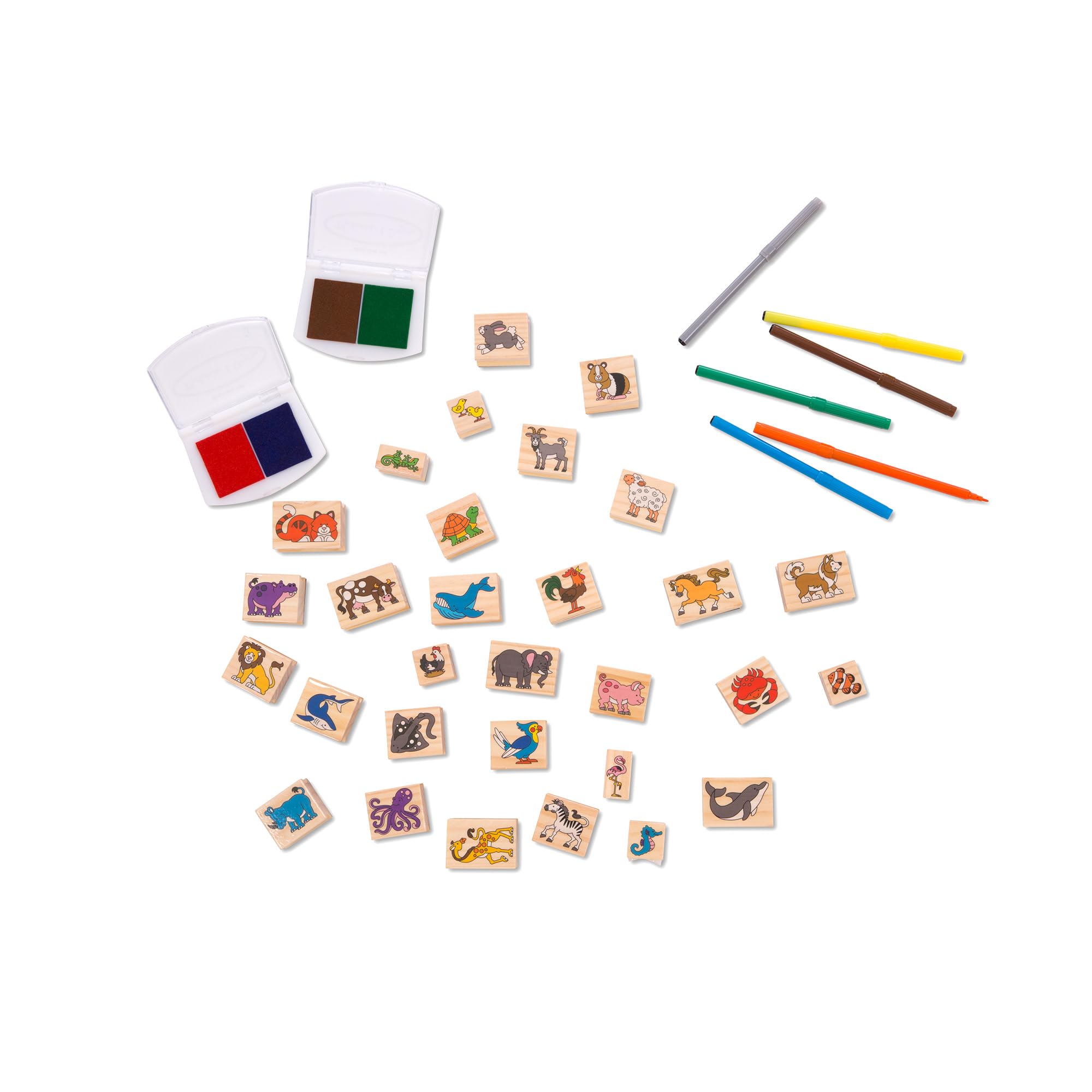 Melissa & Doug stamped animal scene on paper demonstrating storytelling