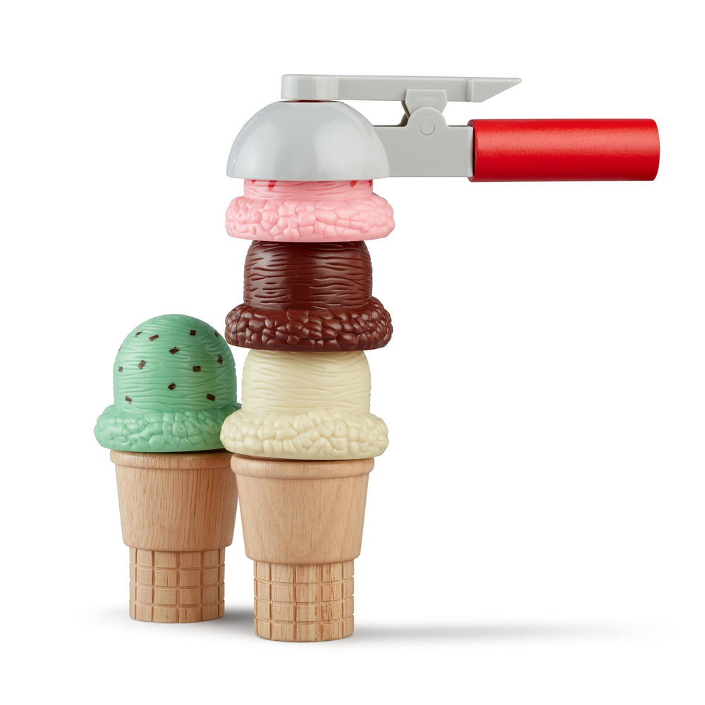 Melissa & Doug sturdy storage tub holding scoops and scooper neatly