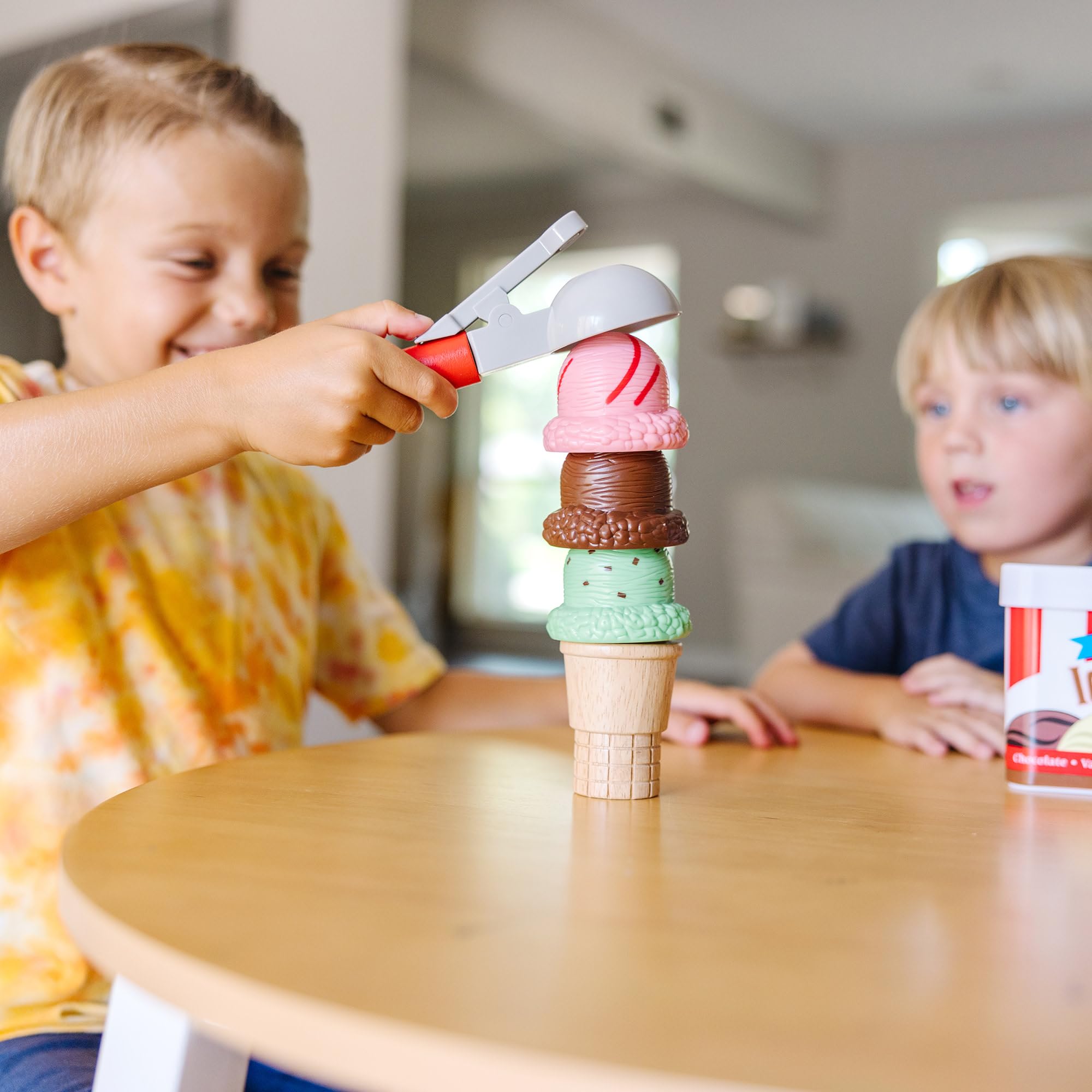 Melissa & Doug wooden finish detail highlighting durable texture