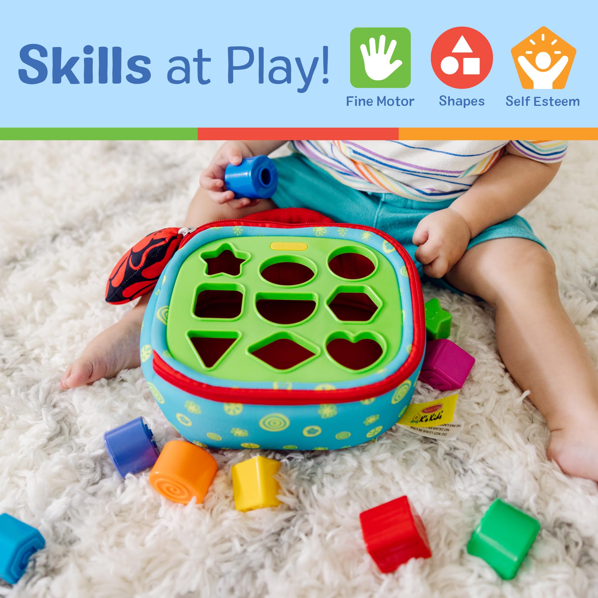 Melissa & Doug two-sided activity surface with flaps and holes encouraging varied matching and exploration