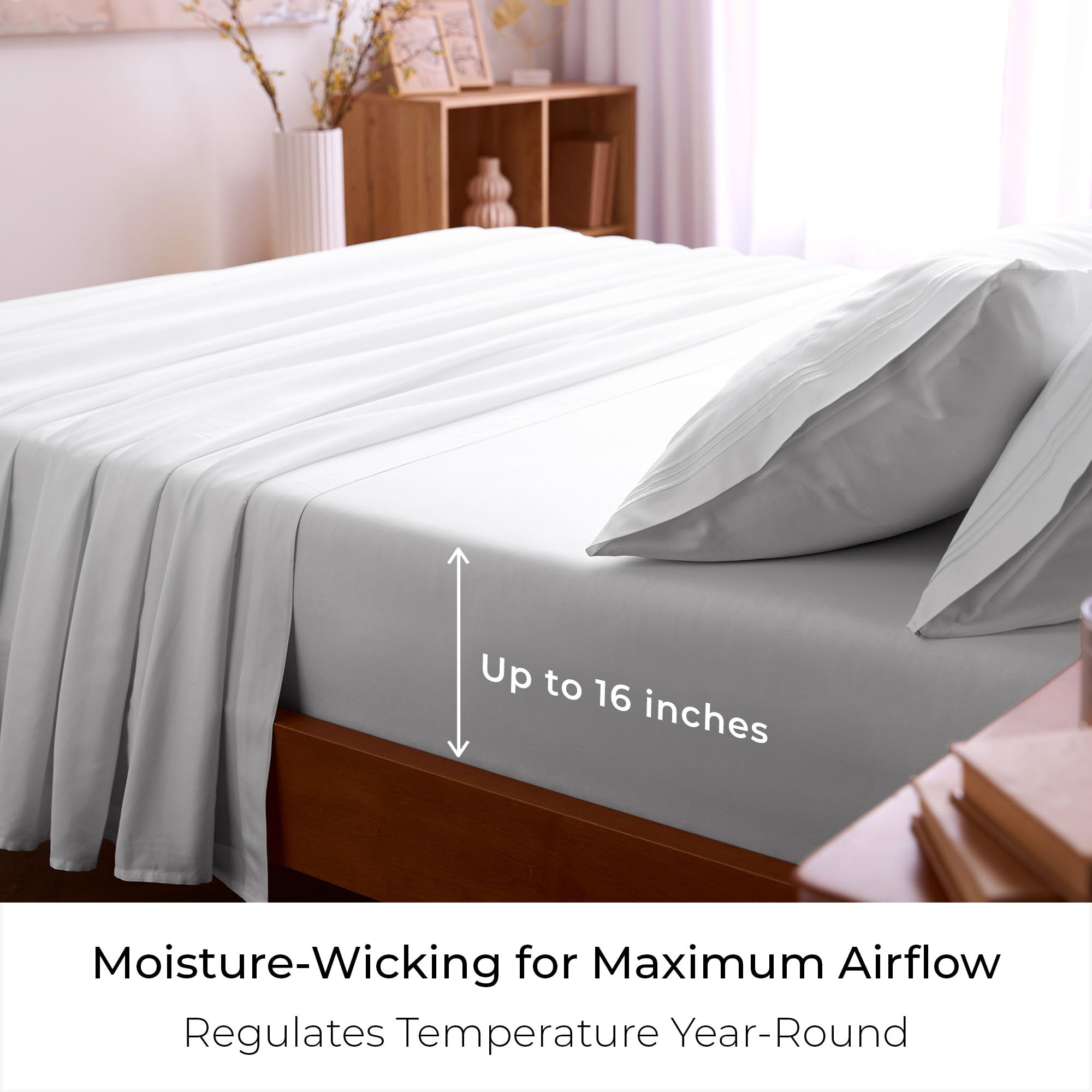 Mellanni sheets dressed on bed in bedroom setting for lasting comfort