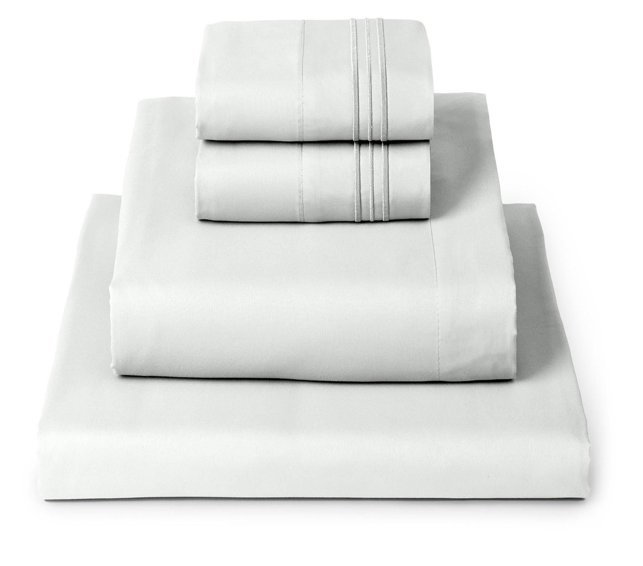 Mellanni king sheet set front packaging showing soft ivory finish and contents