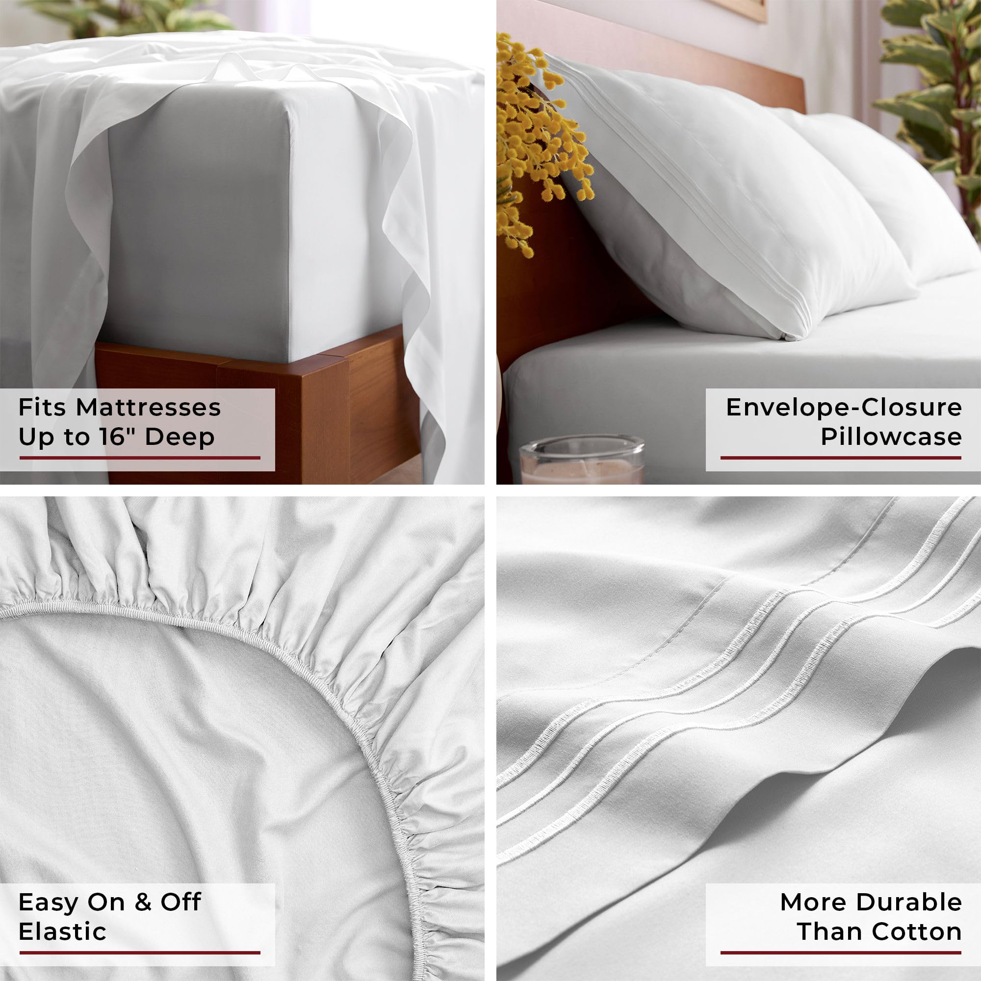 Mellanni pillowcase seam detail showing durable stitching and smooth finish