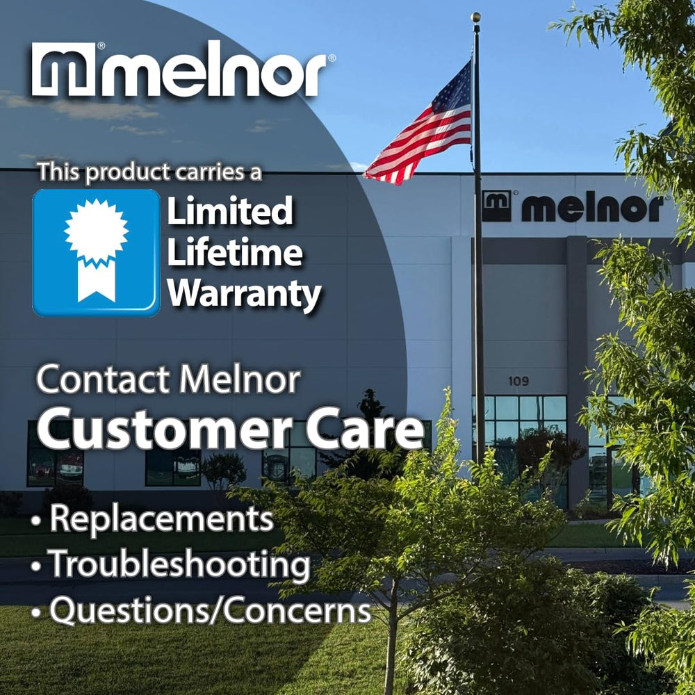 Melnor sprinkler next to ruler showing size and scale for placement planning