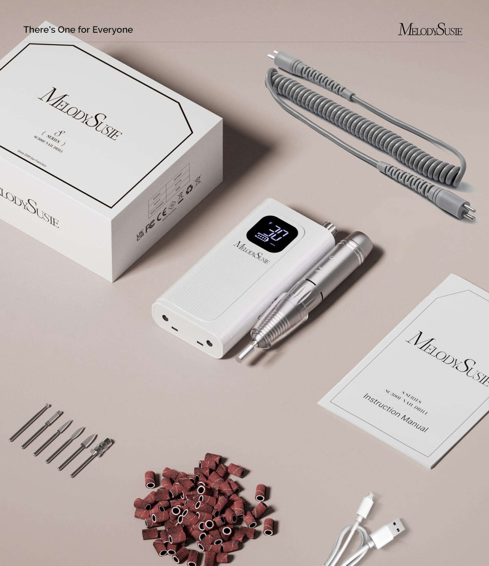MelodySusie SC300F in-use at home manicure demonstrating cordless freedom and precision