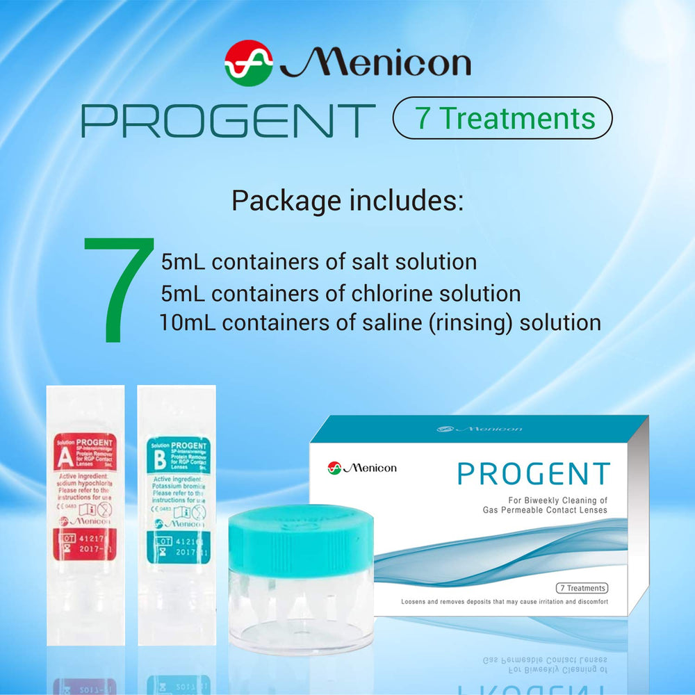 Menicon close-up of Progent A and B vials illustrating precise single-use dosing