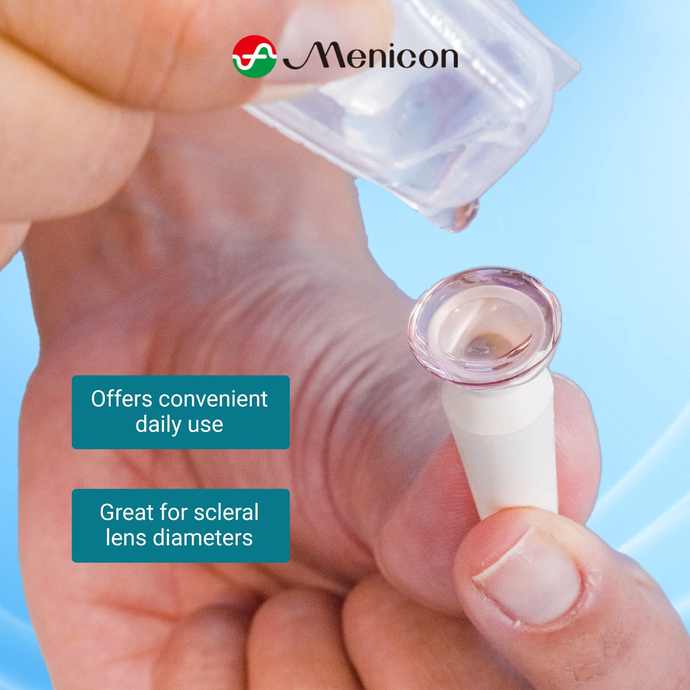 Menicon LacriPure saline rinsing contact lenses highlighting gentle cleaning benefit