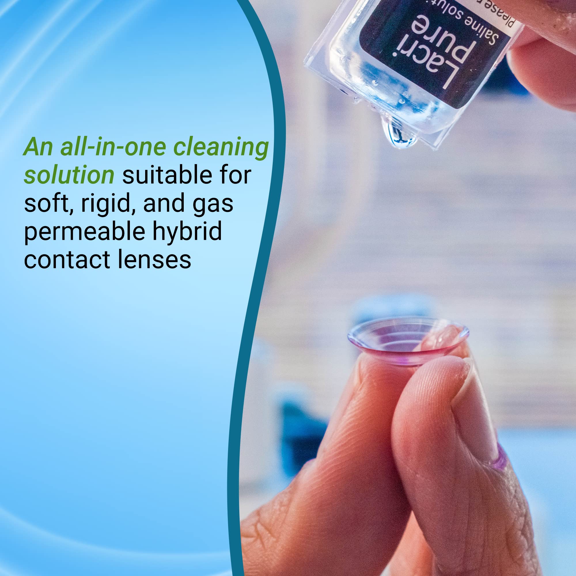 Detail of Menicon LacriPure vial cap and nozzle demonstrating easy open hygienic design