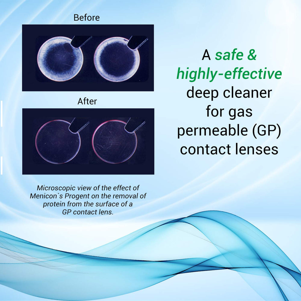 Menicon sterile soaking case with an RGP lens demonstrating gentle immersion