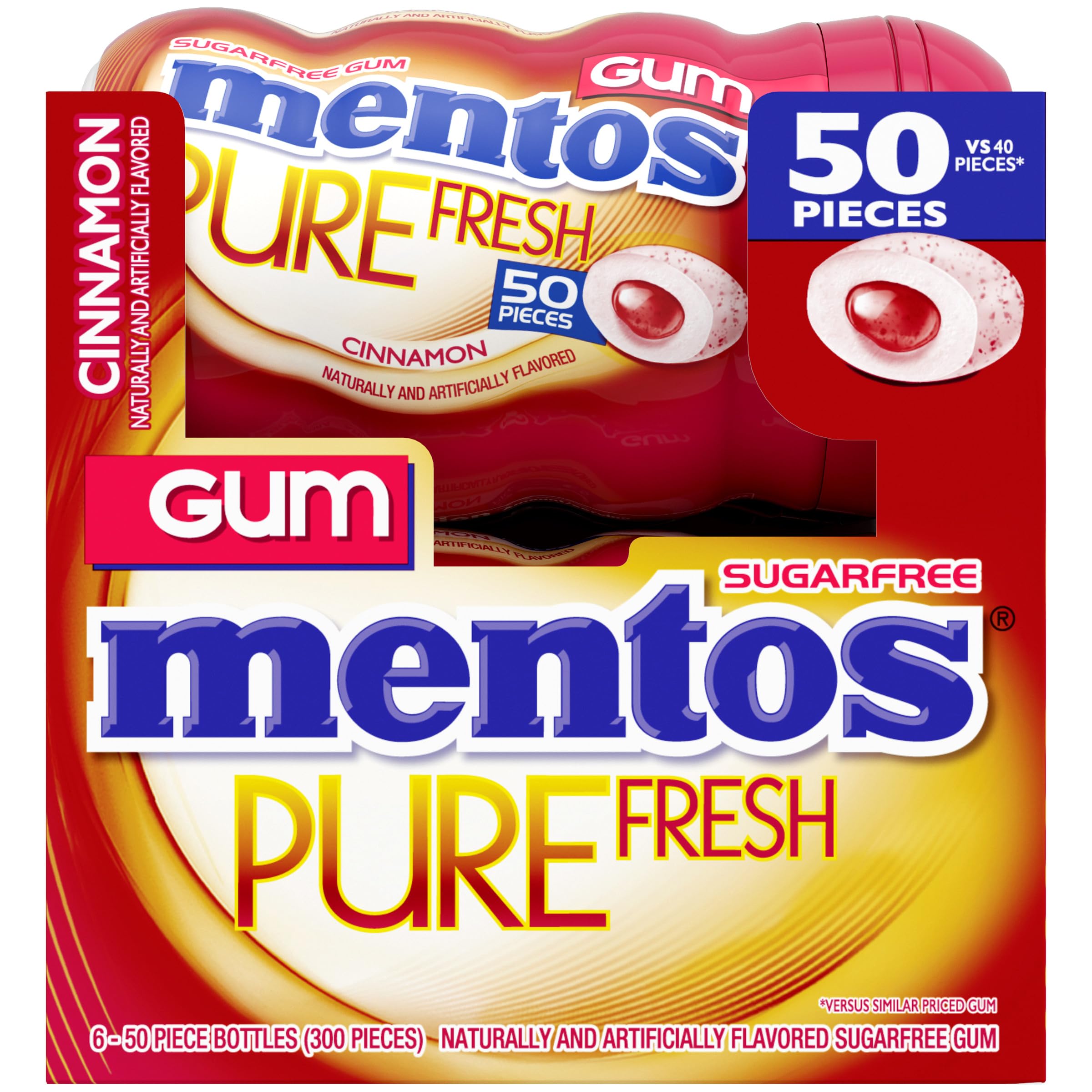 Mentos cinnamon bottle on car dashboard showing on-the-go freshness and quick access
